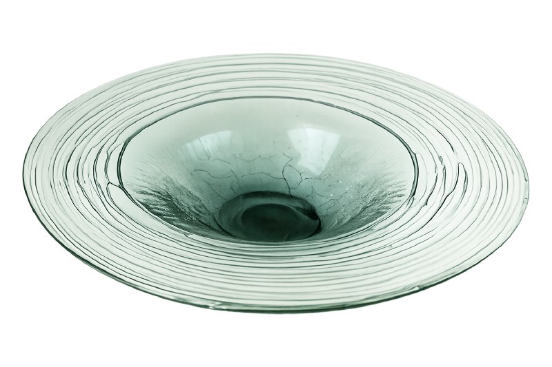 Hand Blown Glass Plate Clear/ grey 27.5cm