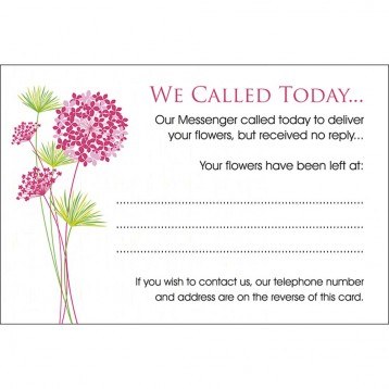 We Called Today Florist Care Cards x 100pcs
