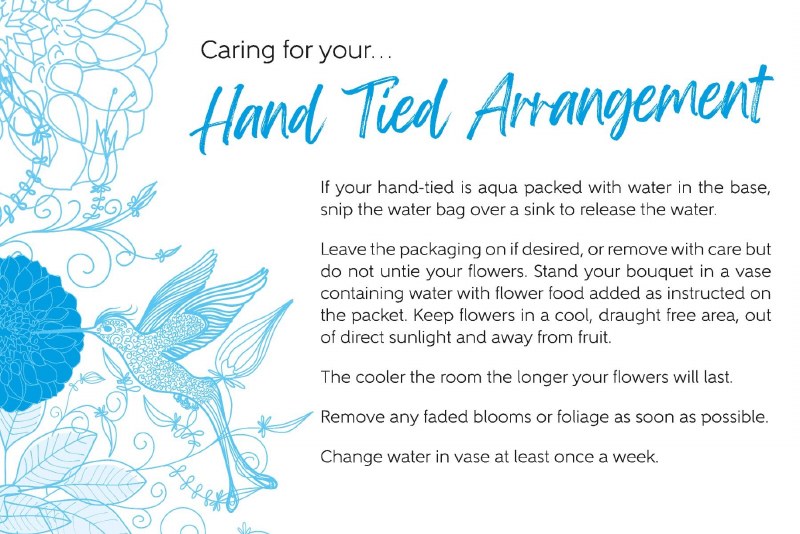 Picture of Florist Care Cards Hand Tie x 100