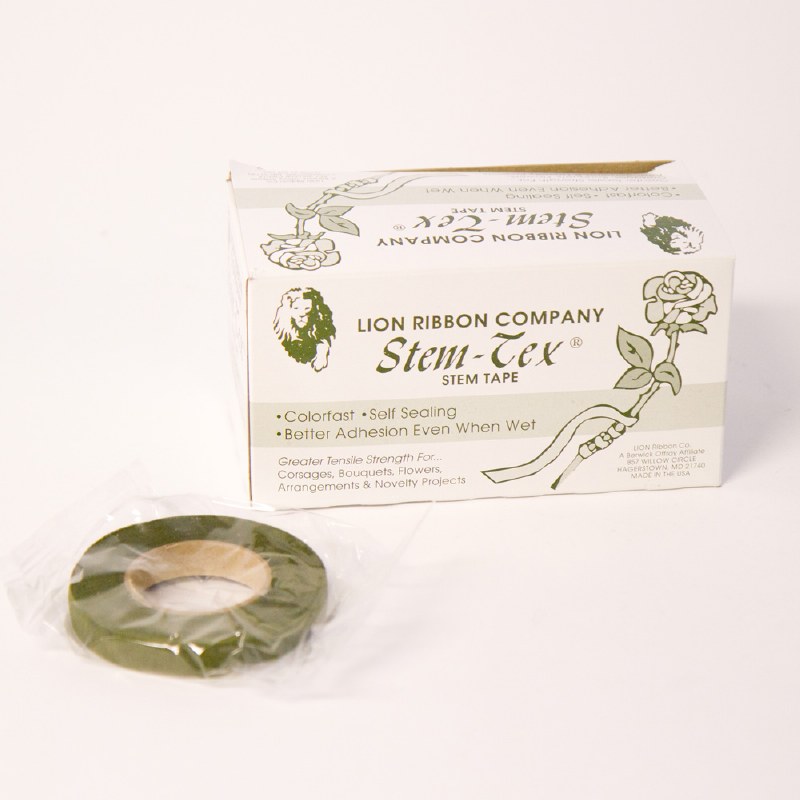 Olive coloured stemtex florist tape,13mm x 27.5m