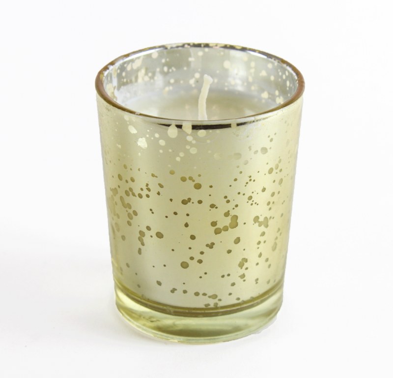 Tealight Holder With Candle Gold 6cm
