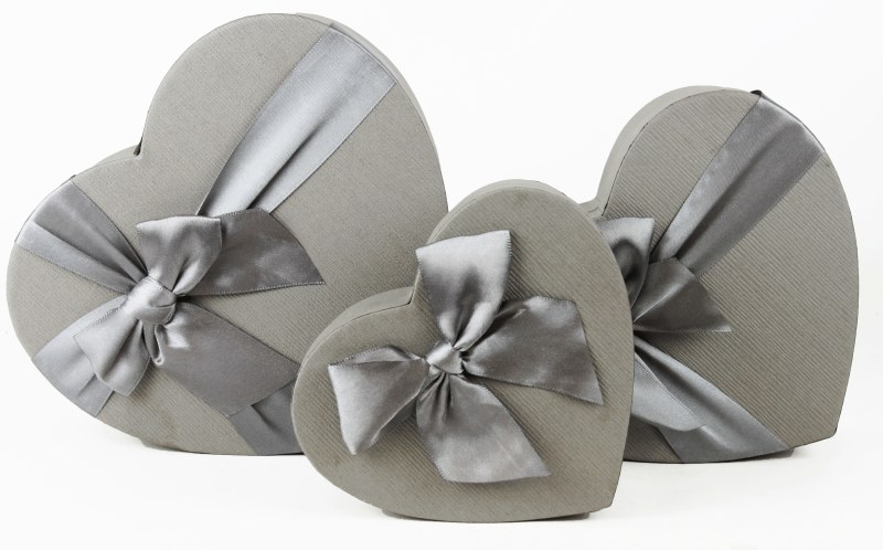 Florist Heart Hat Box Set x 3 Grey