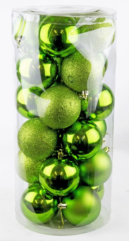 Picture of Baubles 8cm Lime Mix x 24