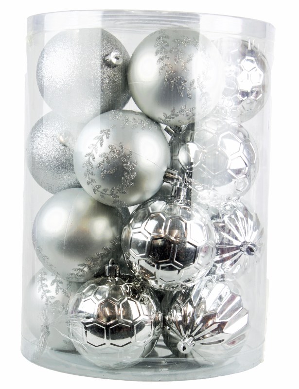 Christmas Baubles Large Silver 8cm x 20pcs
