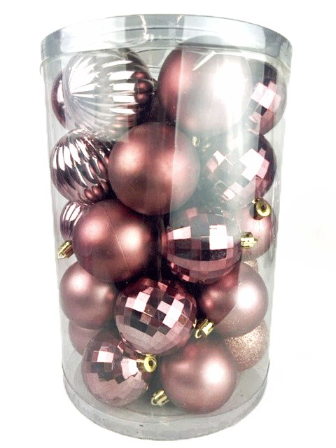 Picture of Christmas Bauble Mix Rose Gold 6cm