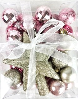Christmas Bauble Mix Pink/ Rose Gold/ Champagne x 30pcs