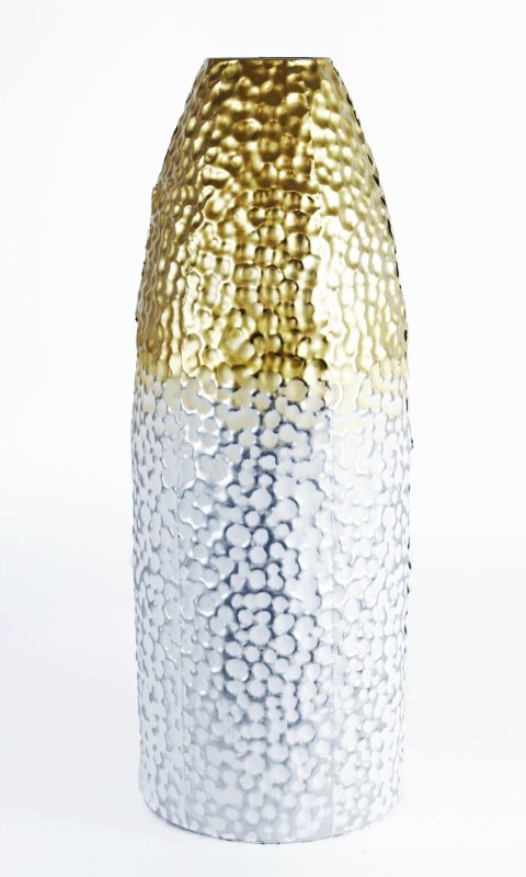 Decorative Metal Vase White/ Gold 40cm