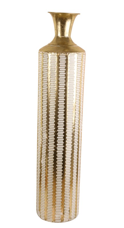 Decorative Metal Vase White/ Gold 70cm