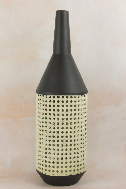 Metal Vase Black/ Cream 49.5cm