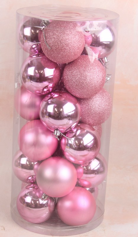 Baubles 8cm Pink Mix x 24