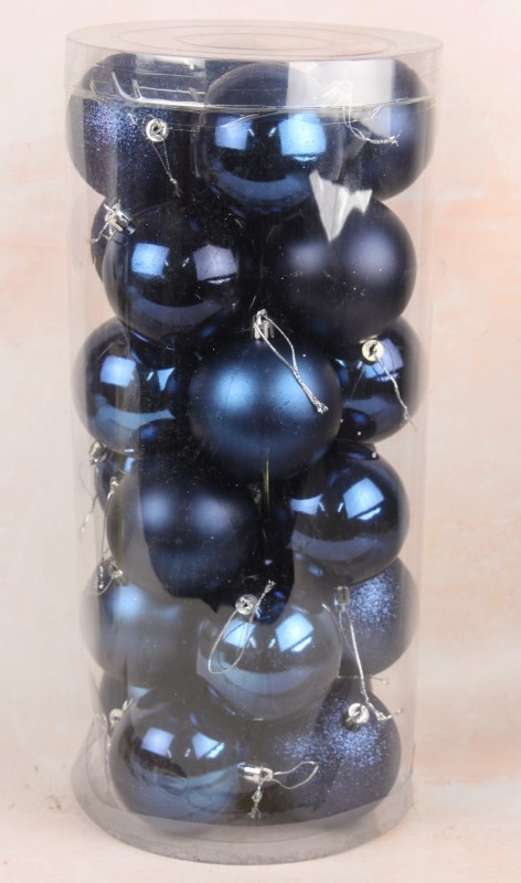 Picture of Baubles 8cm Blue Mix x 24