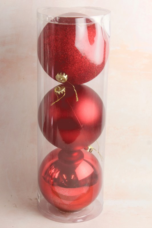 Jumbo Baubles x 3 15cm Red