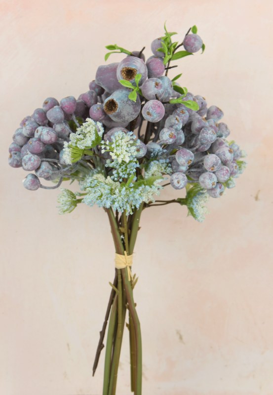 Picture of Faux Mixed Berry Bunch Blue 34cm