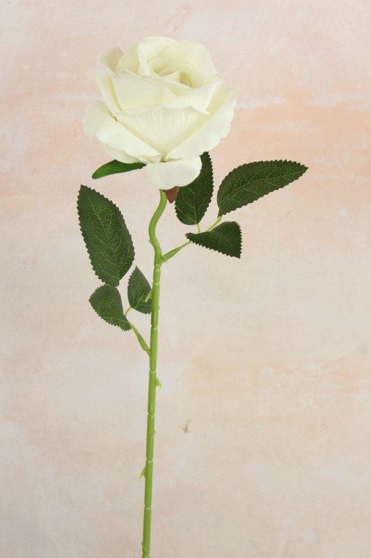 Picture of Faux Rose Single Stem 52cm Flocked Ivory