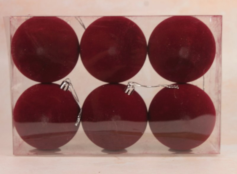 Picture of Flocked Baubles 8cm Burgundy x 6