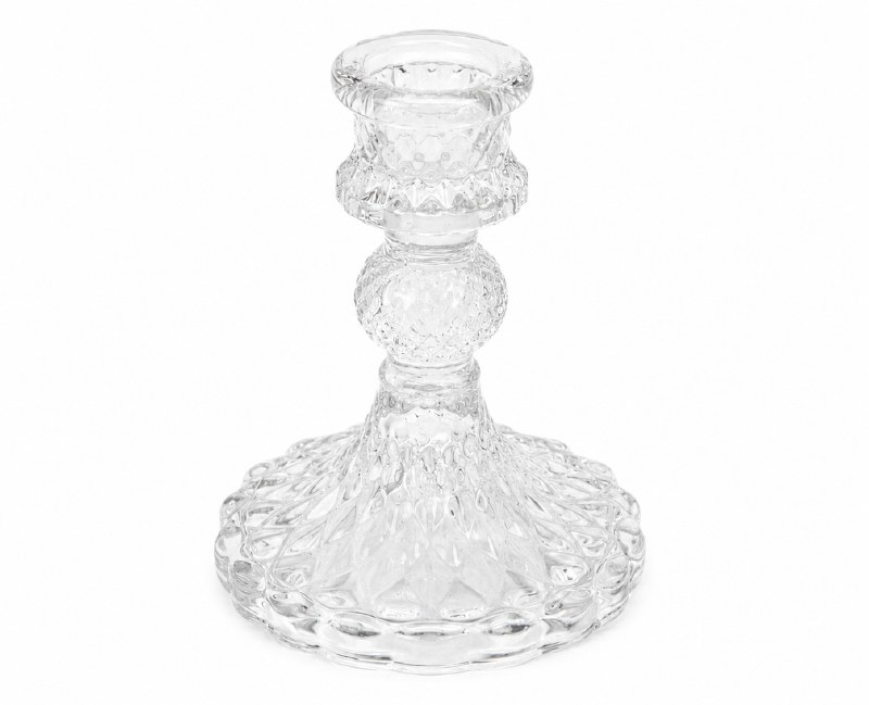 Glass Taper Candle Holder 8cm x 10.5cm