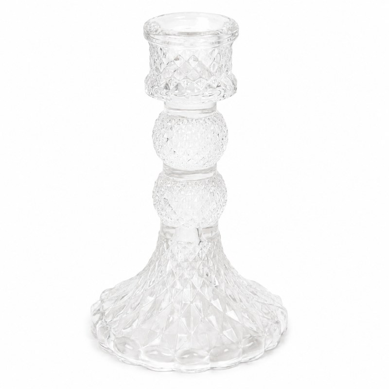 Glass Taper Candle Holder 8cm x 13cm