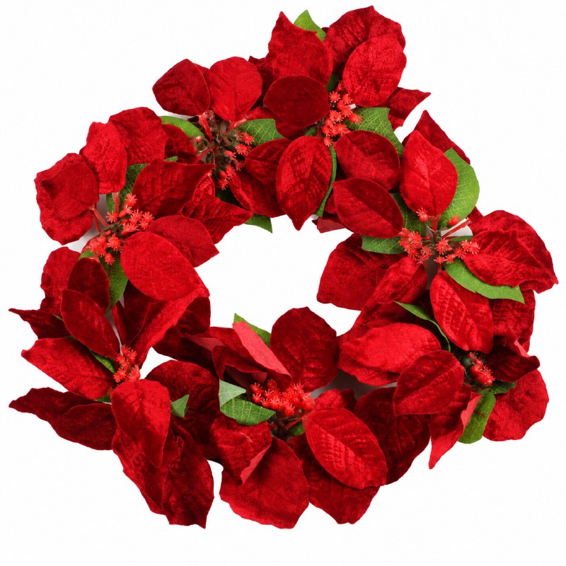 Velvet Wreath Poinsettia 46cm