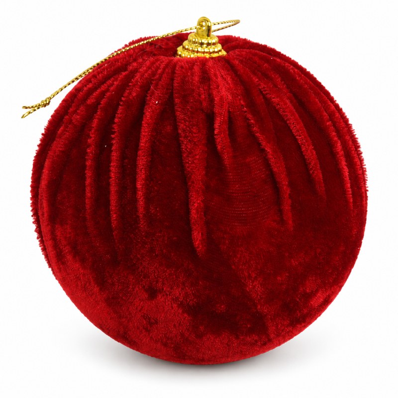 Velvet Bauble Deep Red 10cm x 3