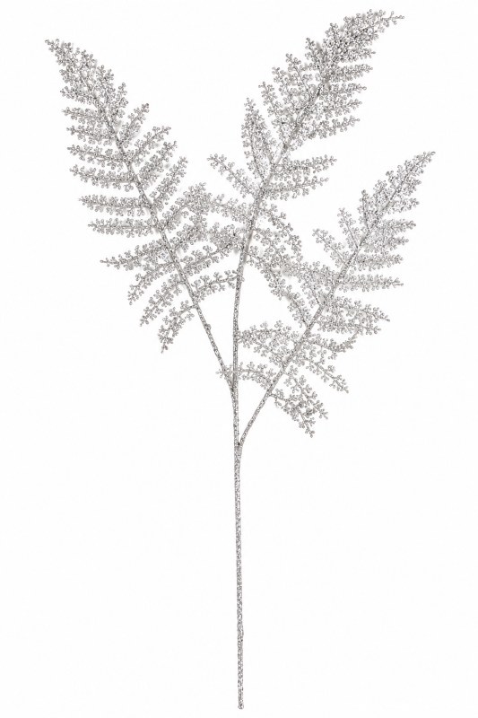 Glitter Fern Stem Silver 80cm