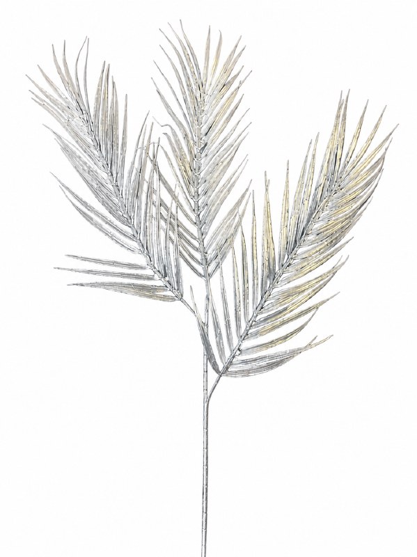 Faux Palm Leaf Stem 92cm Metallic Silver