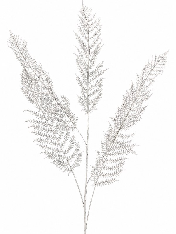 Faux Fern Stem 110cm Metallic Silver