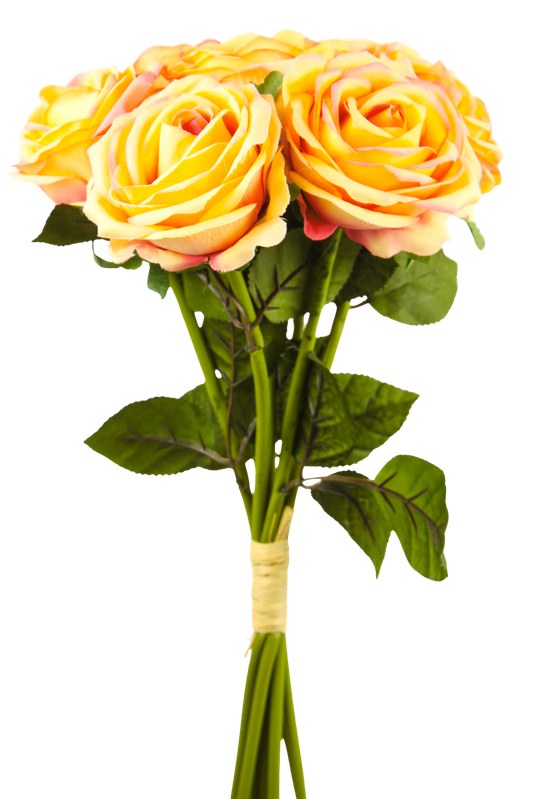 Picture of Faux Rose Bunch x 7 Stems Burnt Orange 7cm