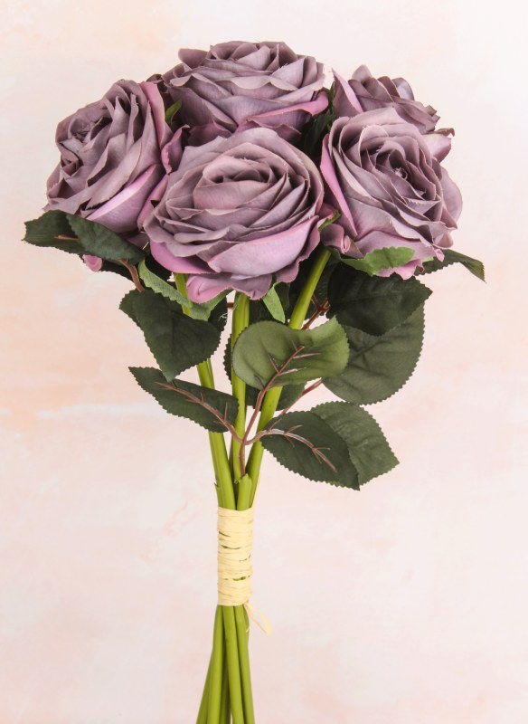 Picture of Faux Rose Bunch x 7 Purple 7cm