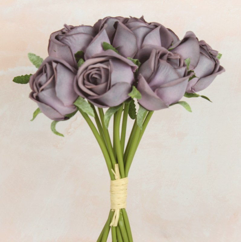 Picture of Faux Rose Bunch x 9 Purple 6cm