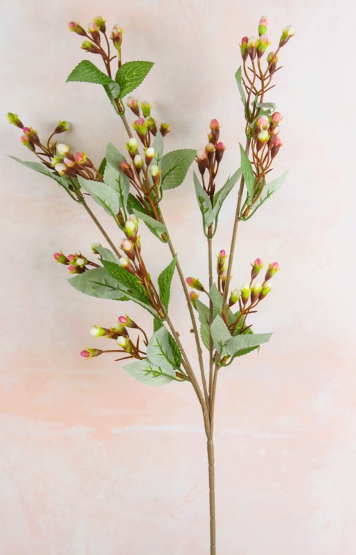 Artificial Fruit Berry Stem Ivory/Pink 65cm