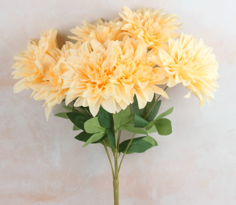 Artificial Chrysanthemum Peach 40cm x 7 Flowers