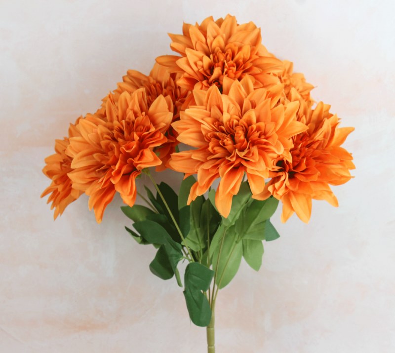 Artificial Chrysanthemum Burnt Orange 40cm x 7 Flowers