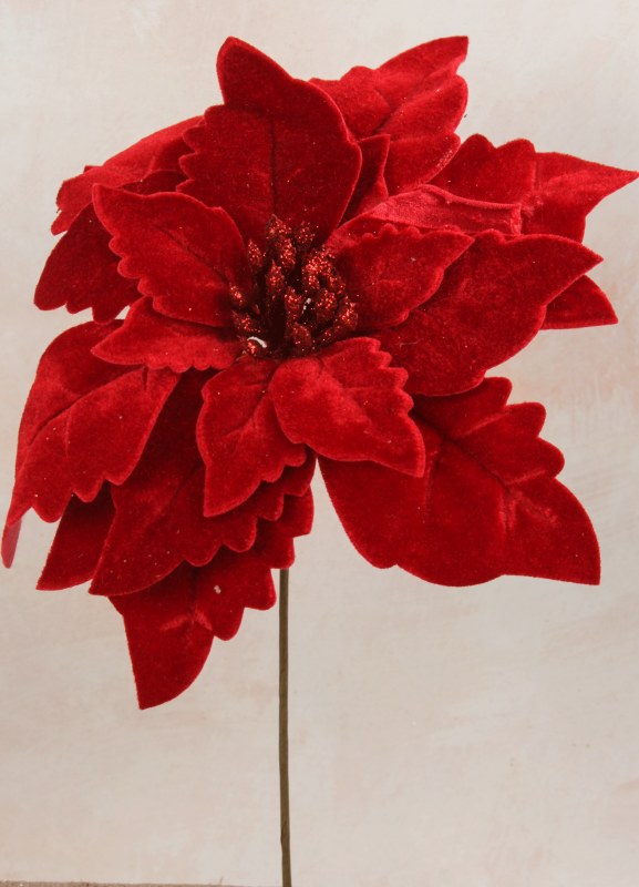 Velvet Poinsettia Red 22cm