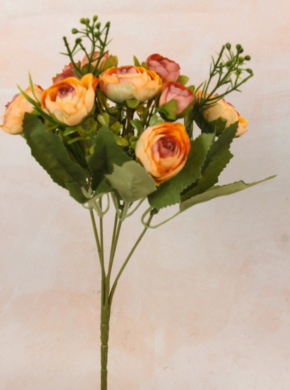 Artificial Flower Ranunculus Bunch x 10 Burnt orange