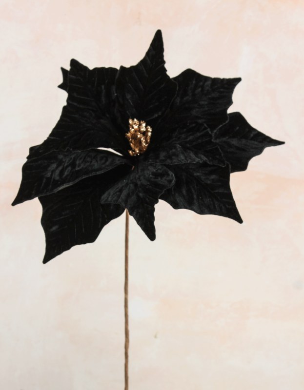Picture of Faux Poinsettia Stem Black 33cm