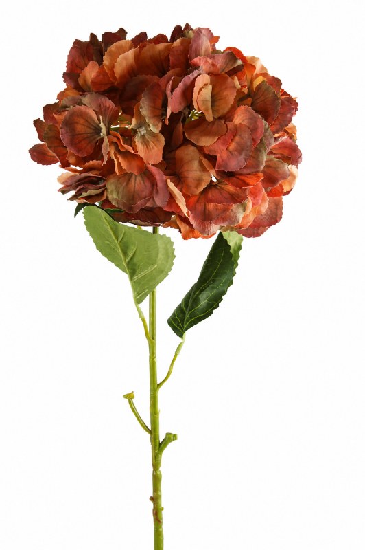 Artificial Hydrangea Flower 85cm Burnt Orange