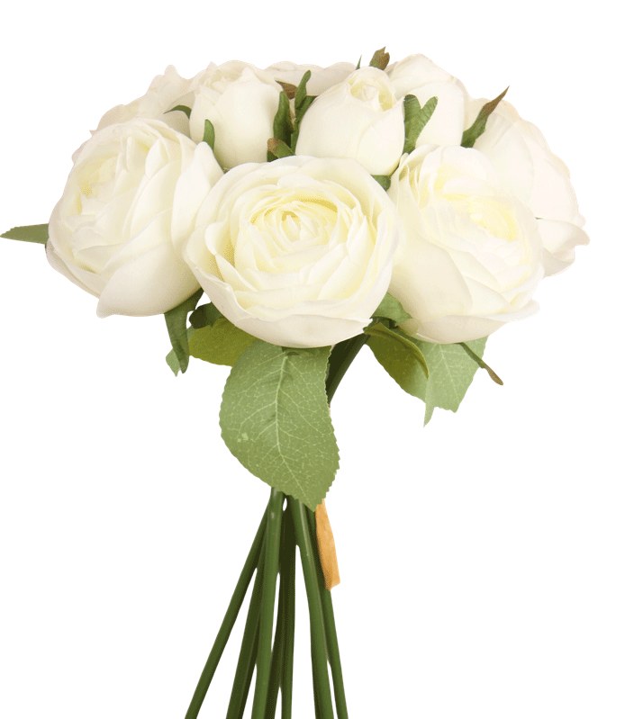 Artificial Rose Bunch 27cm Ivory