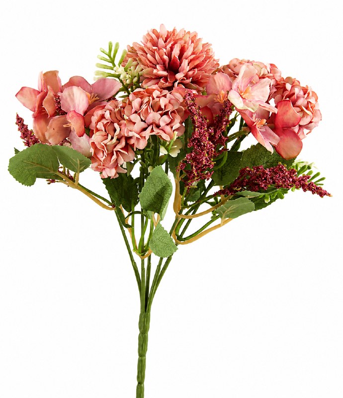 Artificial Crysanthemum, Hydrangea & blossom Bunch  Blush Pink