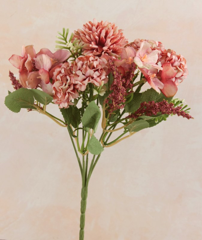 Picture of Artificial Crysanthemum, Hydrangea & blossom Bunch  Blush Pink