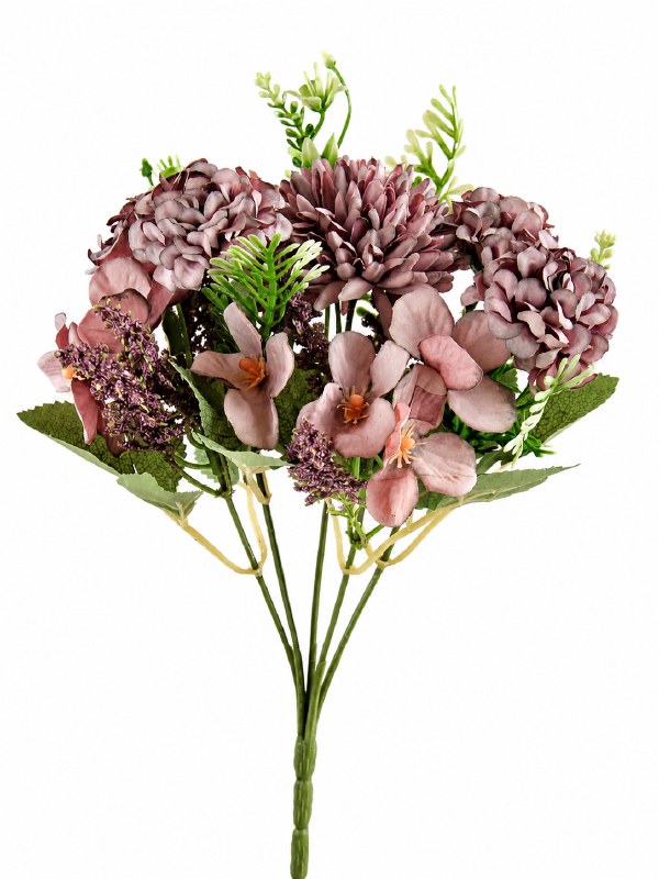 Artificial Crysanthemum, Hydrangea & blossom Bunch  Lilac