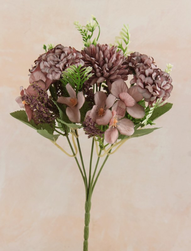 Artificial Crysanthemum, Hydrangea & blossom Bunch  Lilac