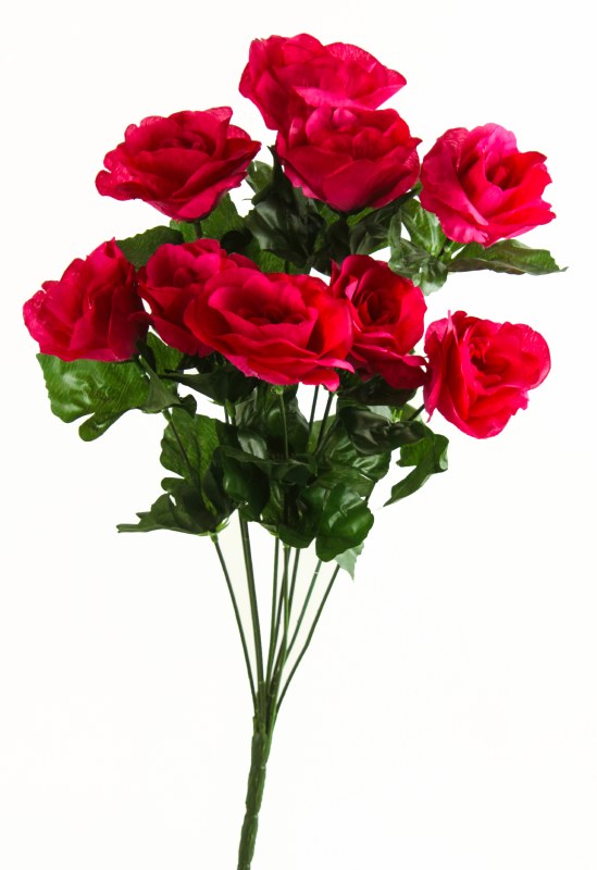 Artificial Rose Bunch Hot PInk 48cm