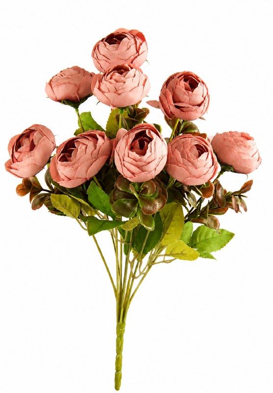 Artificial Camellia Flower Bunch 39cm x 5 Stems Blush