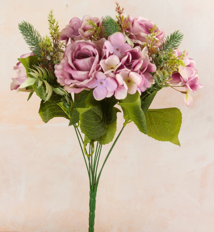 Picture of Artificial Rose, Hydrangea Mixed Bunch Lilac