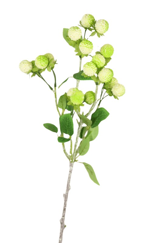Faux Raspberry Stem 60cm- Artificial Spray White/ Green