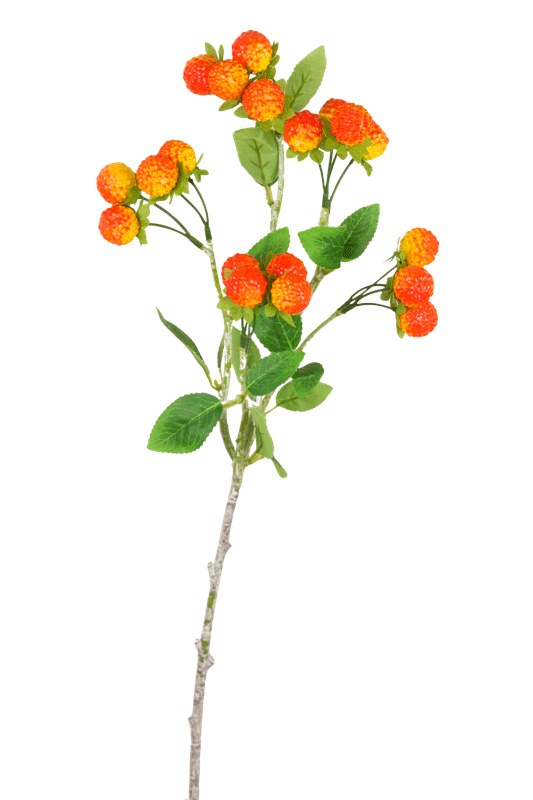 Faux Raspberry Stem 60cm- Artificial Spray red/ Green