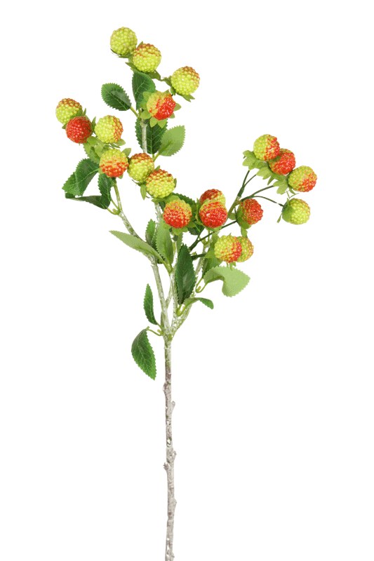 Faux Raspberry Stem 60cm- Artificial Spray Yellow/ Green