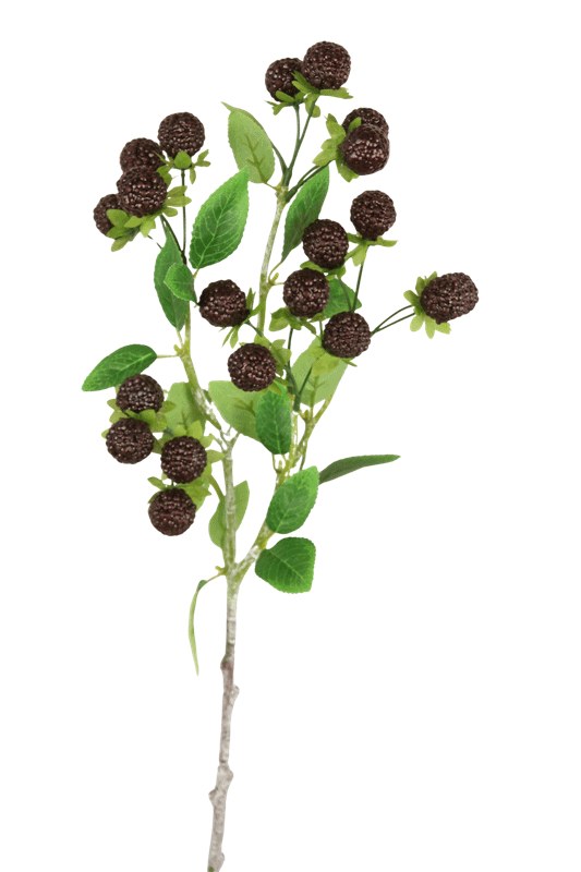 Faux Raspberry Stem 60cm- Artificial Spray Black