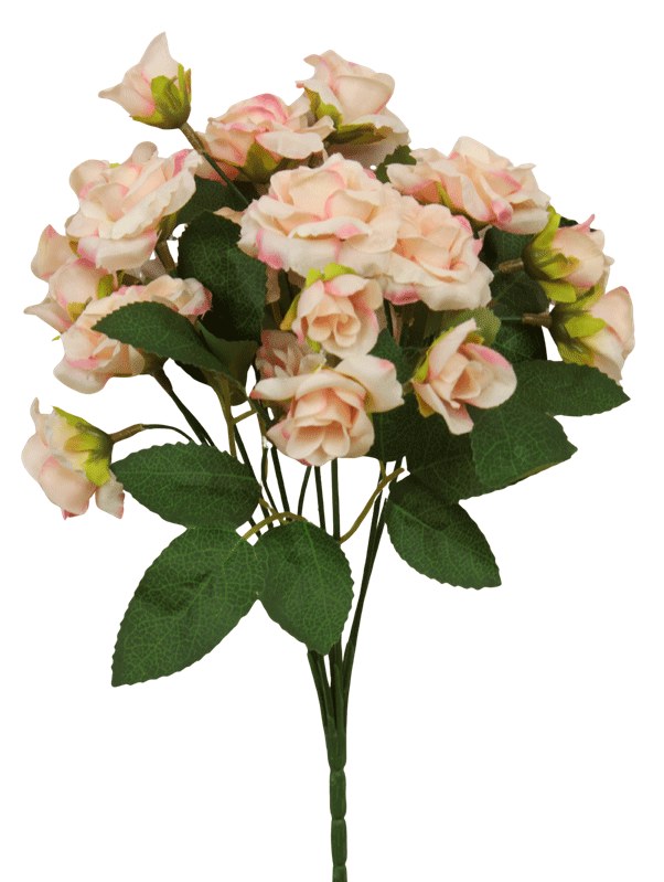 Artificial Mini Rose Bunch 29cm Peach/Pink/Cream