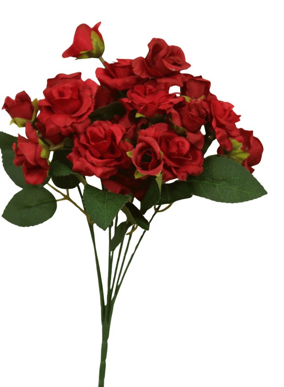 Artificial Mini Rose Bunch 29cm Red